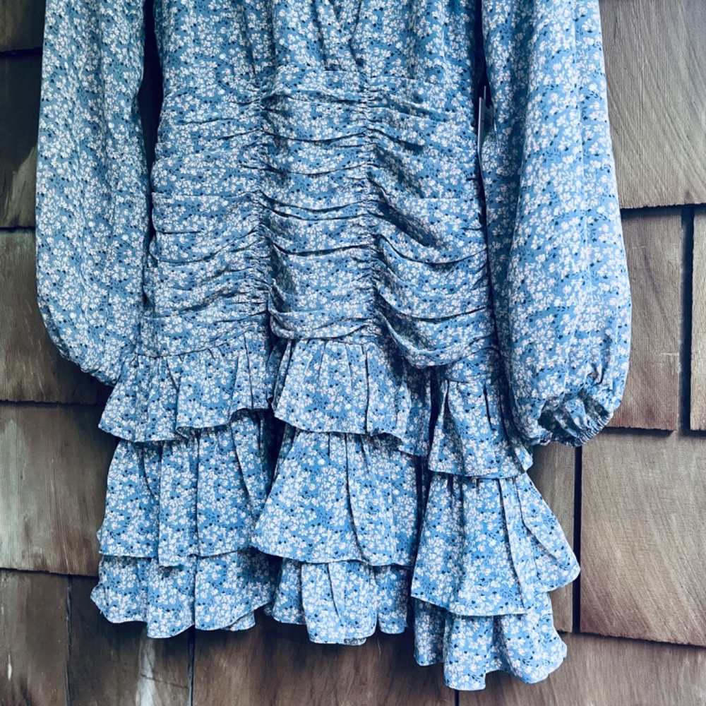 Revolve ASTR Tiered Ruffle Floral Mini Dress  Romantic Prairie Cottagecore S - Picture 7 of 16